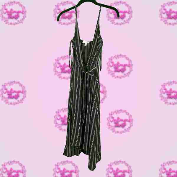 monteau Wrap Black Striped Dress