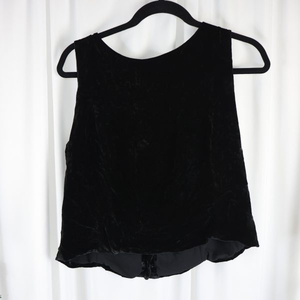 Black Velvet Sleeveless Button Front Top - Image 2
